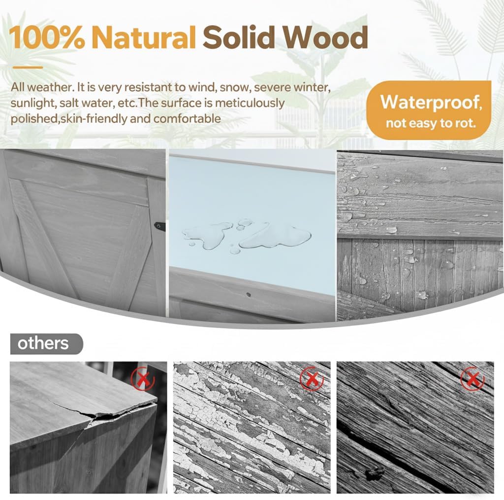 Outdoor Potting Bench with Metal Table Top, Work Station Table with Storage Cabinet & Vented Louvered Doors,Wooden Tool Station Shed for Backyard,Patio,Lawn Gardening (Gray)