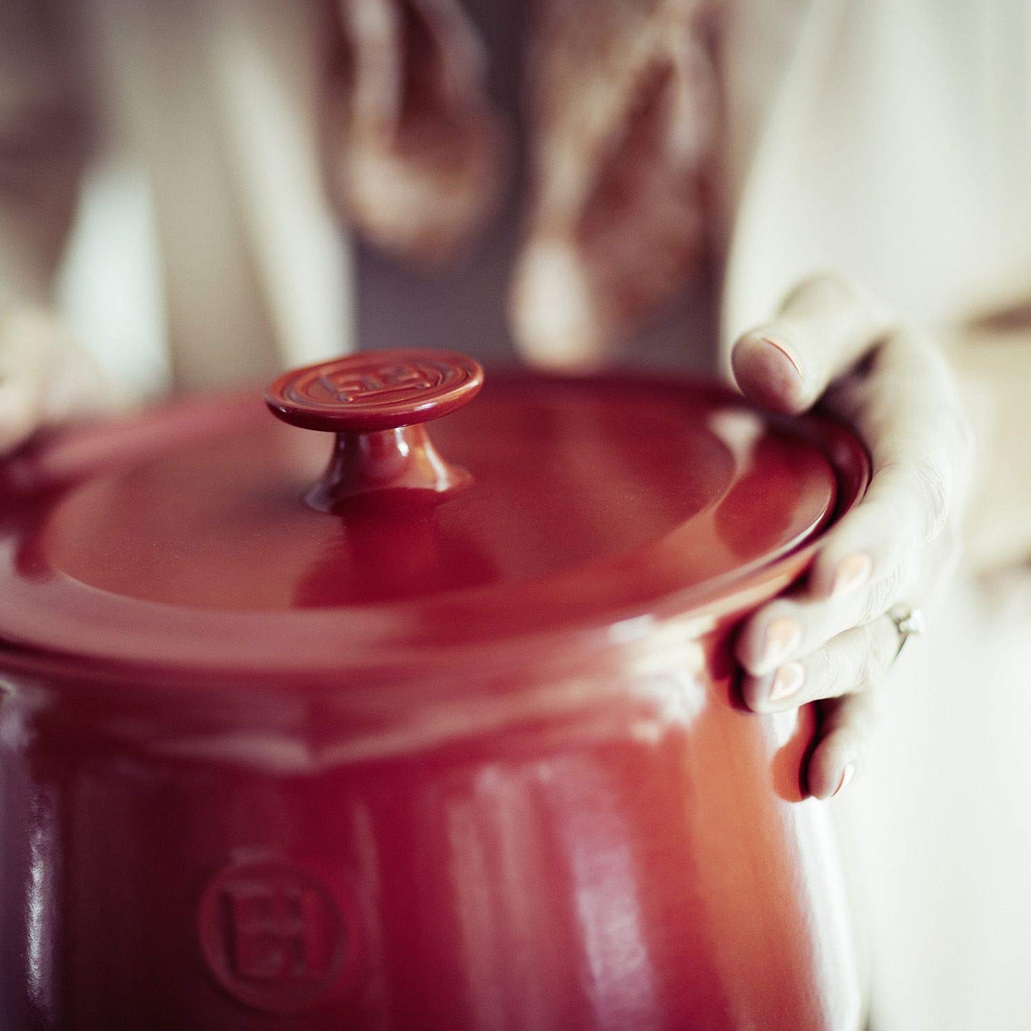 Emile Henry Ceramica Kessel, 4L, Ceramica, Rosso, 22.5 cm cm