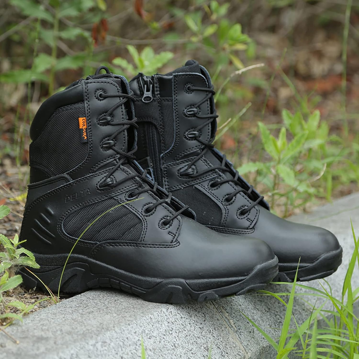 CLSQLXYJZC Outdoor Men's Tactical Military Boots, Outdoor Durable Waterproof Rubber Sole Military Work and Desert Boots, Comfortable Shock Absorption Boots
