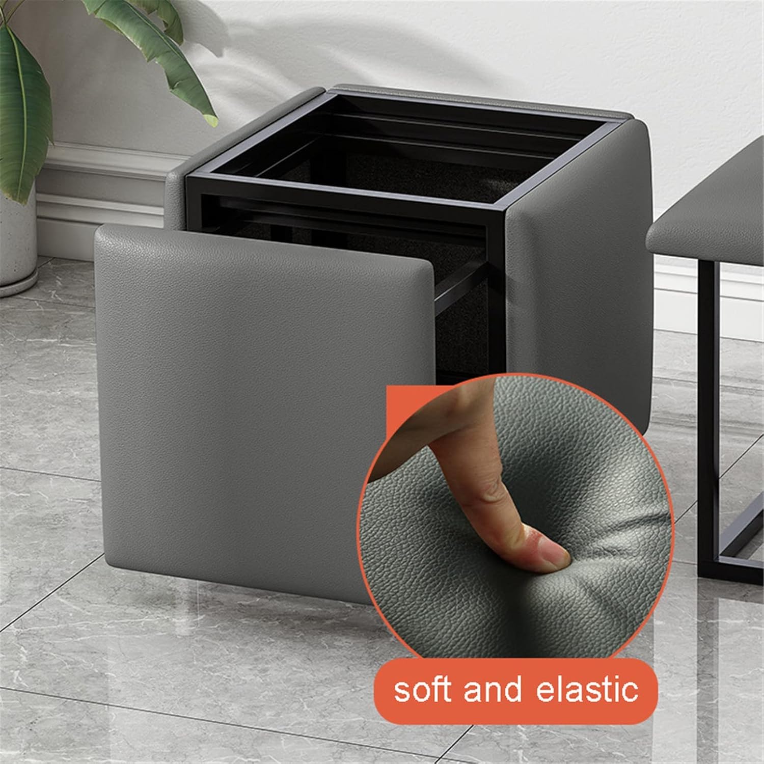 Ｌｅｘｉｗｙ多機能5-in-1キューブソファスツール、キャスター付きスタッカブルフットスツール、折りたたみフットスツール、クリエイテ