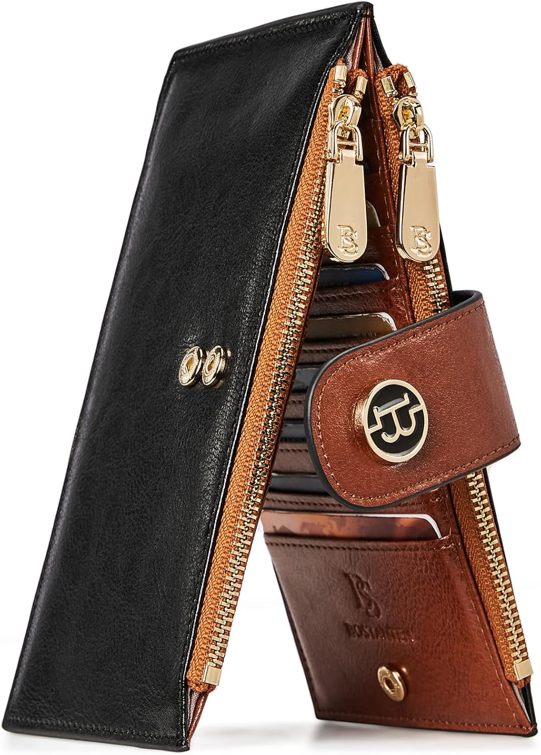 BOSTANTEN Leather Wallets for Women Large RFID Blocking Slim Bifold Purse Card Holder with Zipper Pocket | RFID Blocking, Slim, Purse, Card Holder, with Zipper Pocket, RFID Blocking
