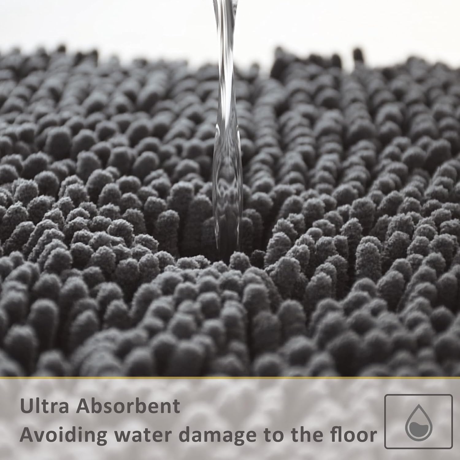 Bathroom Rugs Sets 3 Piece,Bath Mats for Bathroom Non Slip, Thick Chenille Bath Rug,Soft and Absorbent Shaggy Bathroom Mat Set Machine Wash & Quick Dry Durable Carpet for Bath, Kitchen,Dark Gray - Image 6