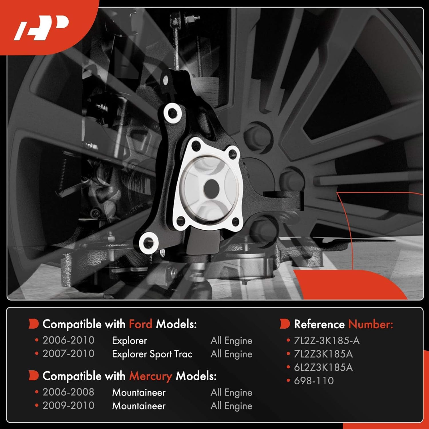 A-Premium Front Right Suspension Steering Knuckle Compatible with Ford Explorer 2006-2010, Explorer Sport Trac 2007-2010, Mercury Mountaineer 2006-2010, Passenger Side