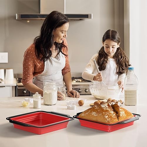 Miniatura 7 de Molde cuadrado de silicona de 8 pulgadas, molde para hornear de 8 x 8 pulgadas, juego de 1 moldes antiadherentes para pastel, moldes de silicona