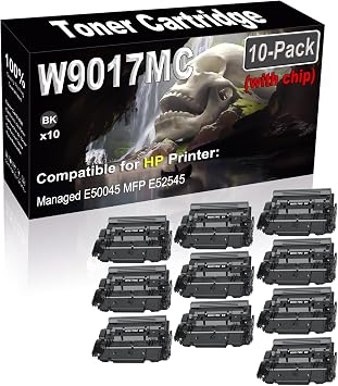 10-Pack Black Compatible High Yield W9017 W9017MC with chip Laser Printer Toner Cartridge use for Managed E50045 MFP E52545 Printer