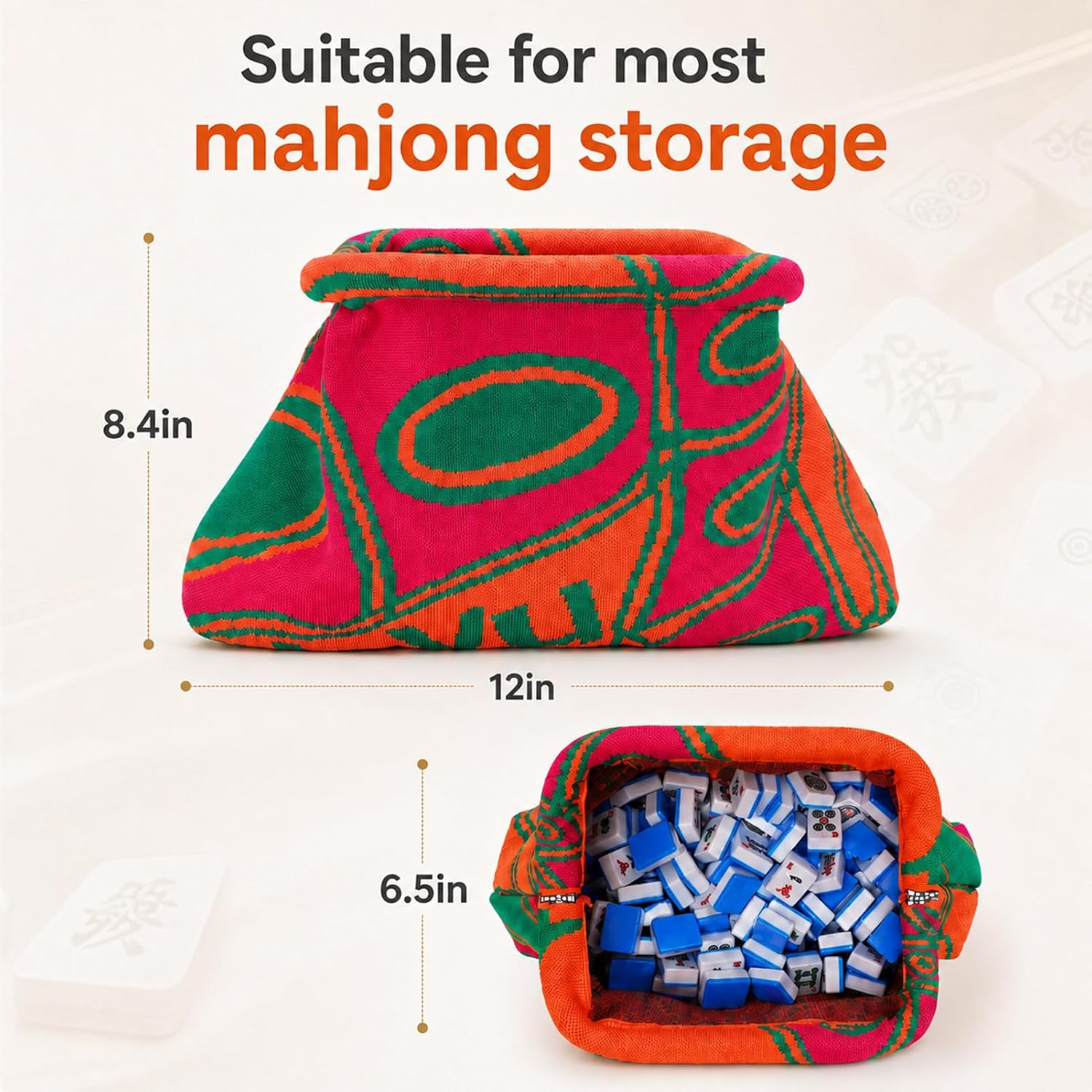 Vodolo Travel Storage Empty Mahjong Tiles Bag,Woven Clutch Purse for Women