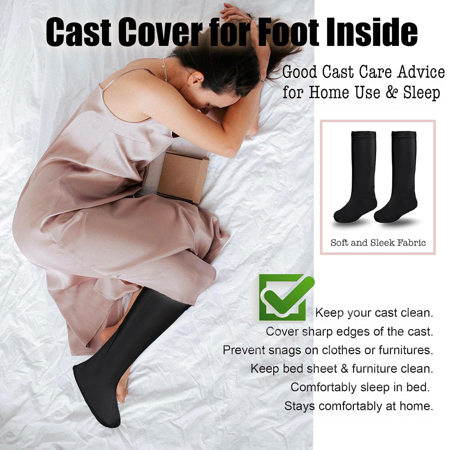 4PCS Leg Cast Cover for Foot Elastic Fit Cast Sock Cover for Foot Broken Adult Below the Knee Soft Cast Protector Men Women Plaster Leg Sleeve Covers for Foot Surgery Recovery Home Reusable