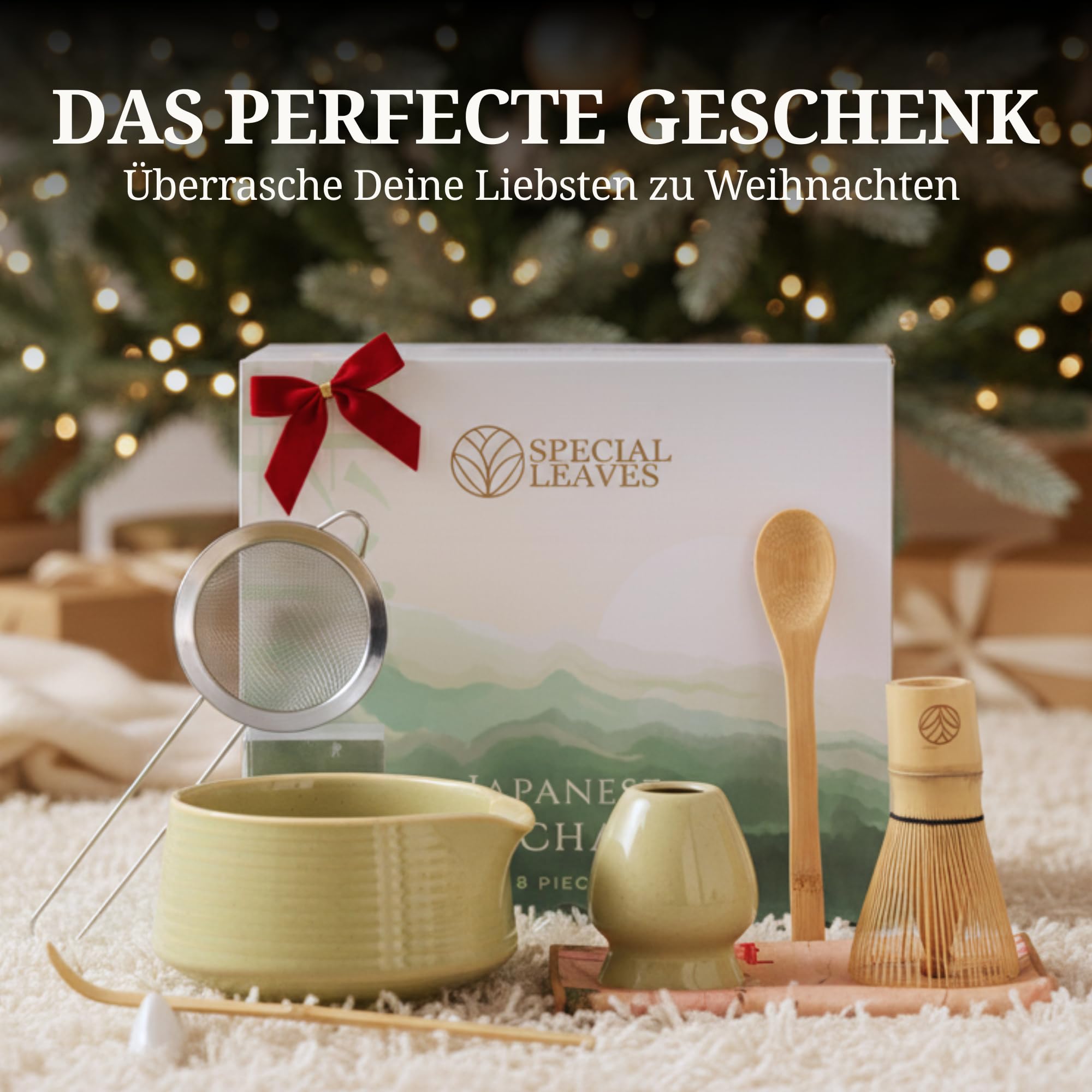 Zestaw matcha – miętowa zieleń – 8-częściowy zestaw do herbaty matcha – miotła, miska, łyżka, miarka, sitko, uchwyt i akcesoria – zestaw premium matcha dla miłośników matchy