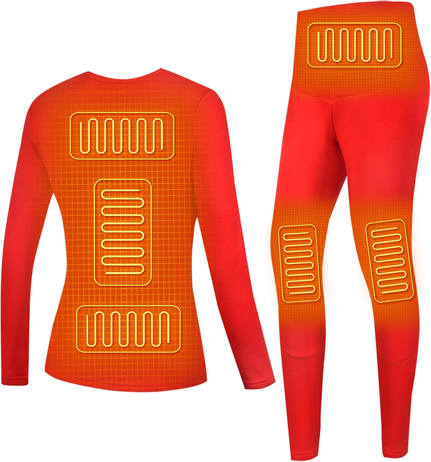 Heated Underwear for Women, Electric Thermal Shirt and Pant 6 Heating Zones Fleece Liner Long Johns Set for Hunting
