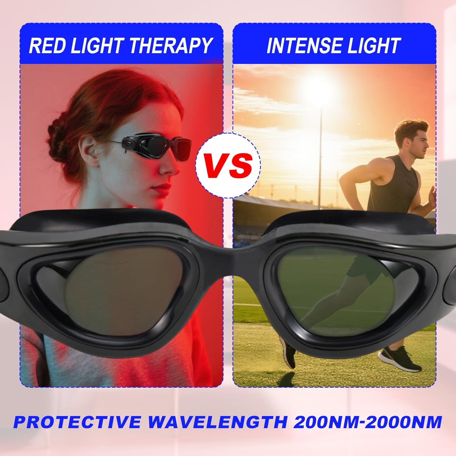 Protective Goggles for Tanning, Sun Tanning Bed Goggles Protective Eyewear Eye Protection for LED Light Home Beauty Sunbathing Use Include Case and Glasses Cloth (Black) - Image 3