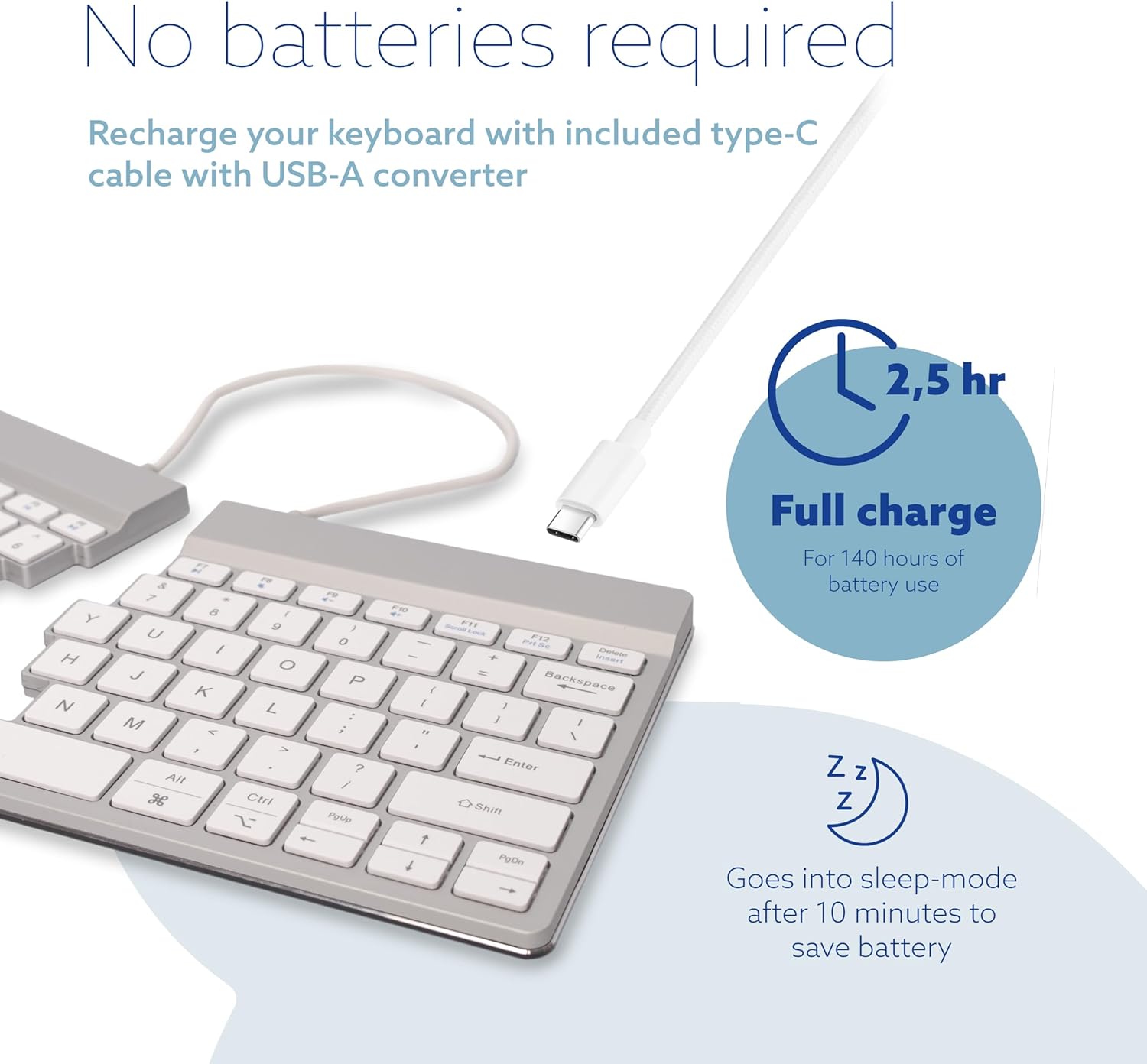 User typing on the R-Go Split Keyboard with relaxed wrists