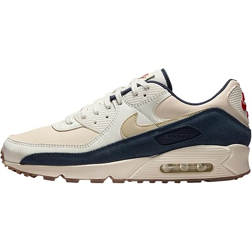 Nike Air Max 90 Premium Men's Shoes (Pale Ivory/Thunder Blue/Sail/Light Khaki)