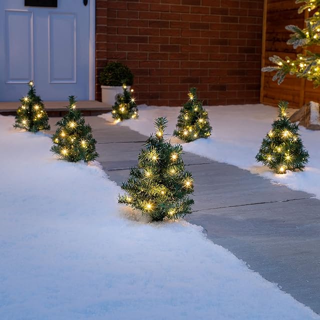 CHRISTOW Christmas Tree Path Lights Flashing Outdoor Decorations 90 LED Set Of 6 (Warm White)