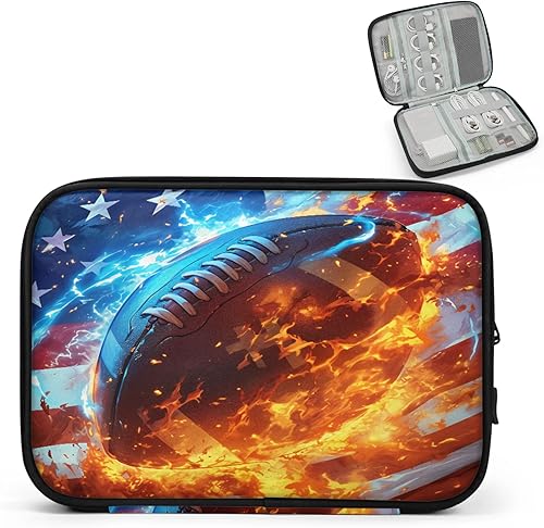 Miniatura 11 de Organizador de cables de viaje con remolinos azules de mármol, accesorios tecnológicos, bolsa de transporte, impermeable, grande, organizador