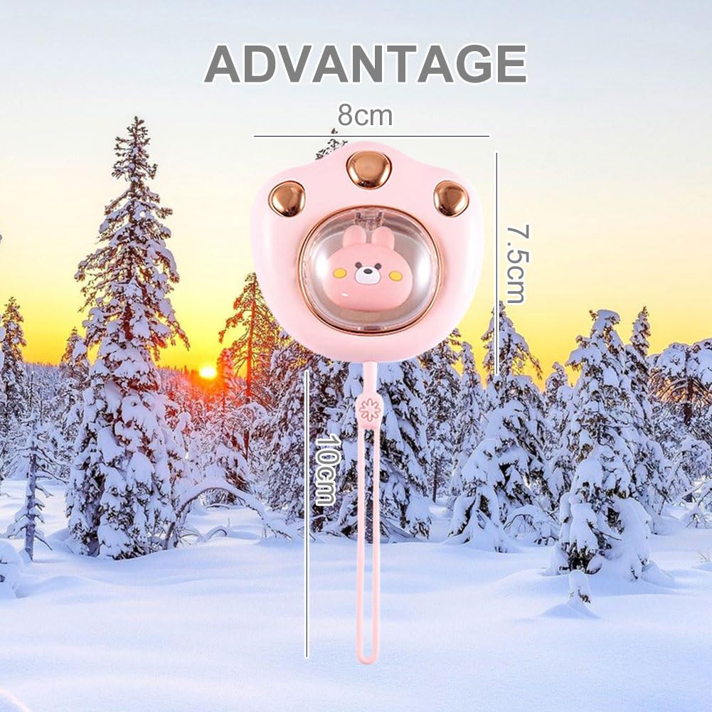 Chaufferette Rechargeable USB – Design Patte De Chat, 2 Niveaux 45/55°C, 1200 MAh, Cadeau Hiver Pour Femme, Rose