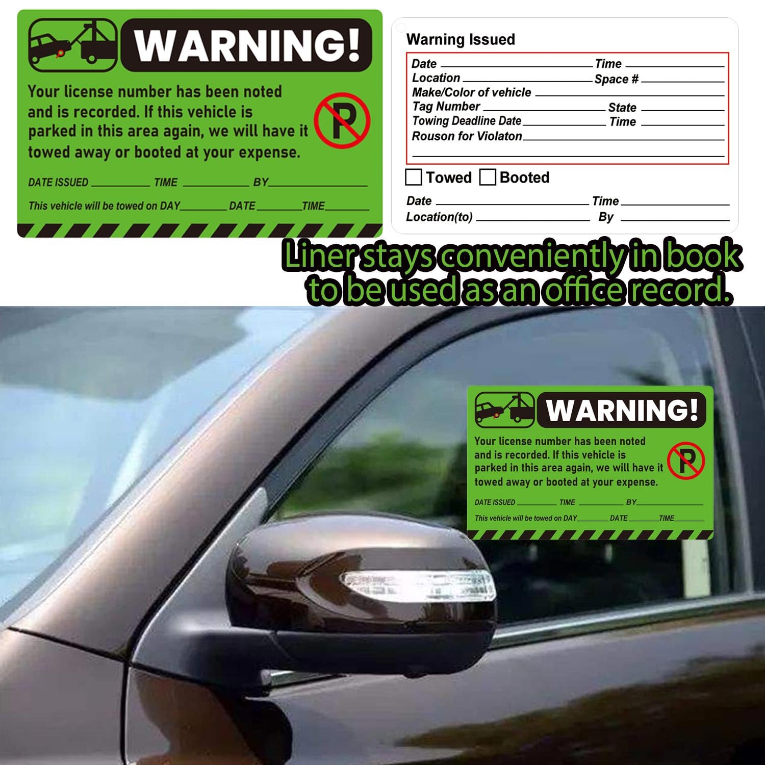 sticker Tow Warning You Are Illegally Parked Multi Reasons Stickers 5 x 8 Inch - Book of 50 No Parking Write-On Tickets for Car Window - Image 4