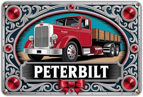 Peterbilt - Letrero de metal clásico vintage para auto, para jardín, patio, bar, porche, garaje, hogar, dormitorio, cocina, decoración, regalo, 8 x