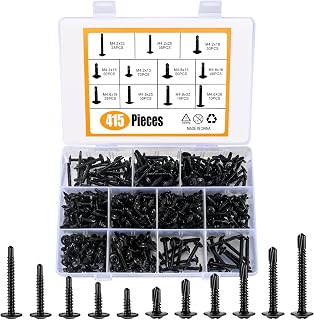 415 Stk Bohrschrauben Selbstschneidende, Selbstbohrende Schraube, Blechschrauben Kit, Rundkopfschrauben mit Bohrschwänzen - M4,2/M4,8