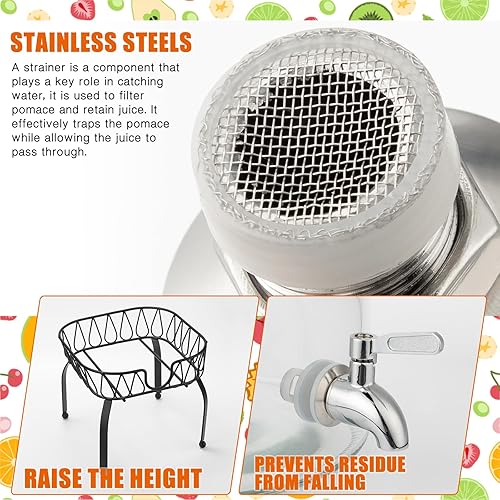 Miniatura 4 de Honeydak Dispensador de bebidas de vidrio de 3 galones con soporte y espita a prueba de fugas, almacenamiento de bebidas para fiestas, dispensador