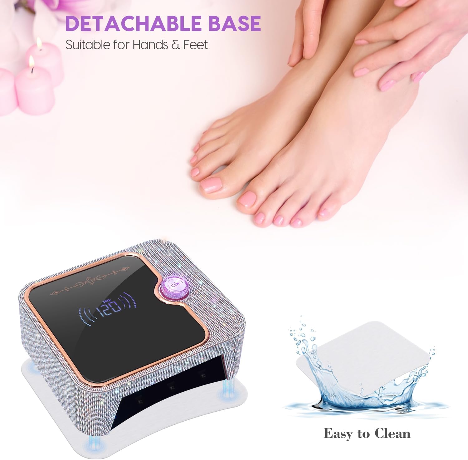 UV Light for Nails, Rechargeable UV Nail Lamp, Fast Nails Dryer Curing Lamp, Gel Nail Polish UV Light, 0-120S Arbitrary Timing, for Salon & Home