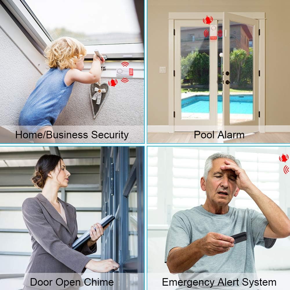 Wsdcam Remote Door Alarm with Security Strobe Light, Door and Window Alarms Sensors for Home Security Kids Safety, Wireless Siren Strobe Alarm for Windows and Doors