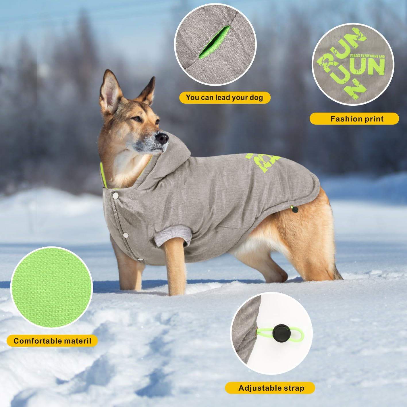 Idepet Cappotto per Cani antivento,Cani Giacca calda invernale Gilet Outdoor Cotton Dog Felpa con Cappuccio Abbigliamento per Cani di Piccola Taglia