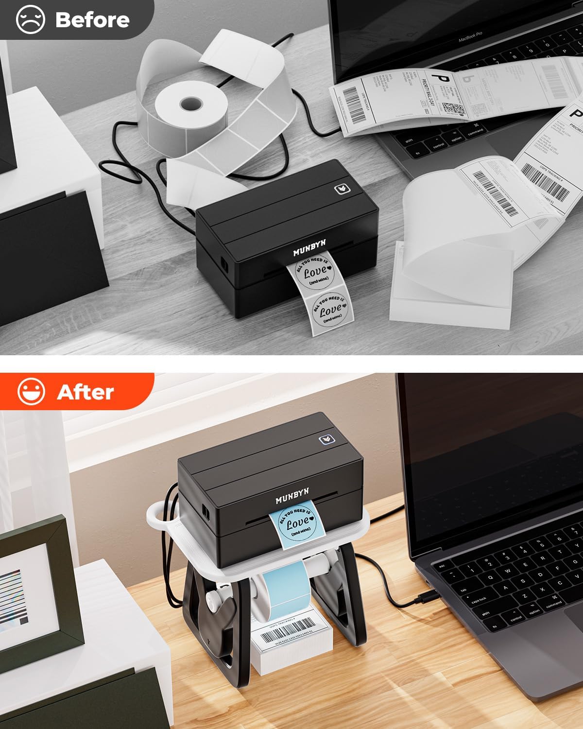 MUNBYN Label Holder for Rolls and Fanfold Labels, Thermal Sticker Holder for Desktop Thermal Printer, Accessory Supplies for Home, Office, Small Business - Image 8