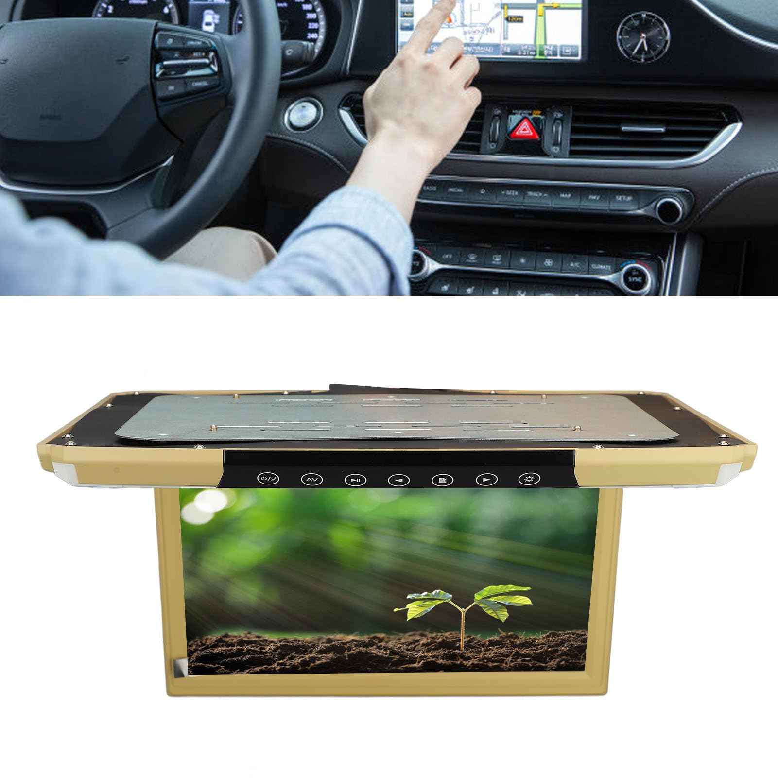 FTVOGUE Monitor de Techo de Coche Ultrafino de 11,6 Pulgadas con Interfaz de Pantalla USB SD HD, Entrada y Salida de Vídeo Dual, Reproducción de Vídeo Multiformato
