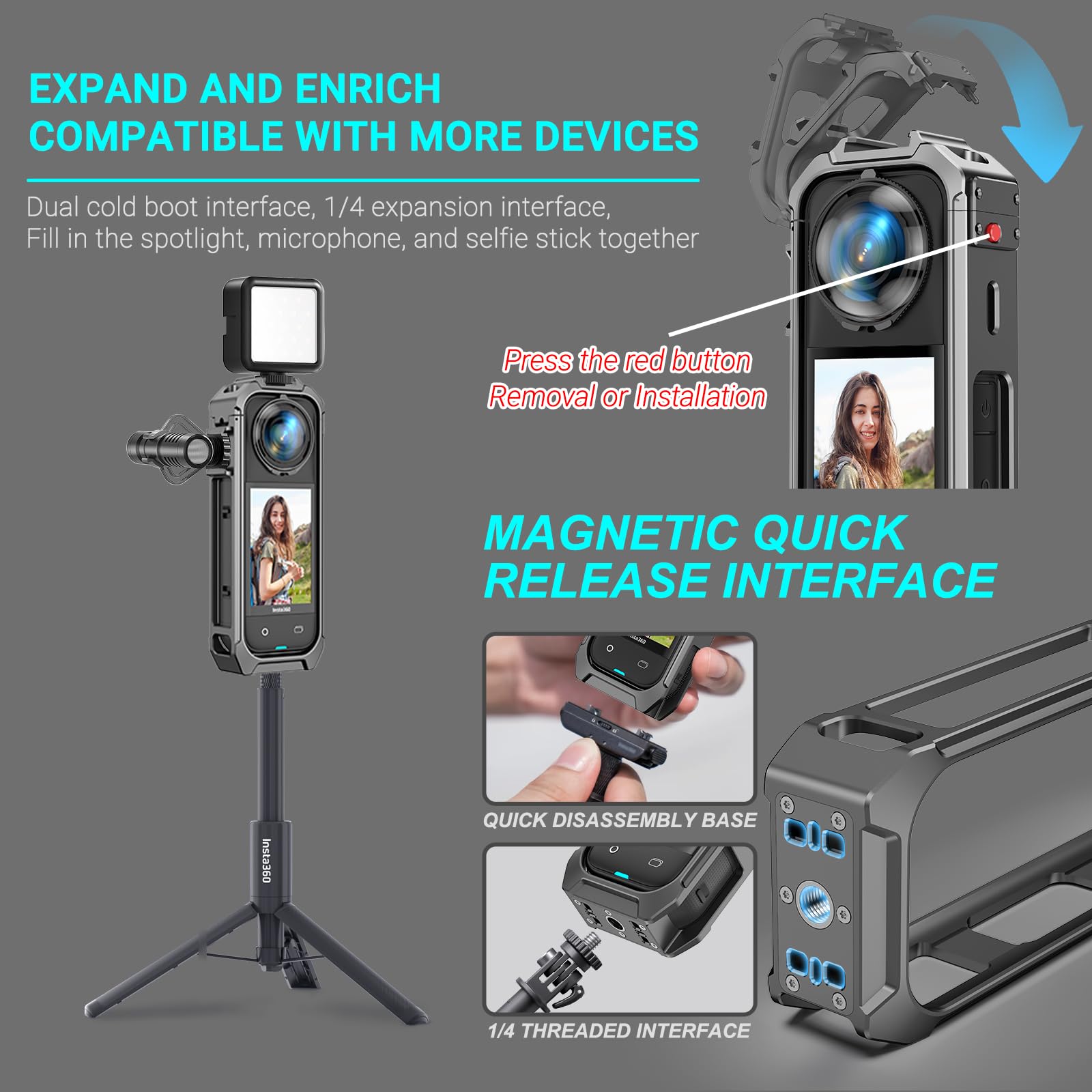Set Accessori Per Insta360 X5 E X4 - Custodia Silicone Morbida, Parasole Lente, Adattatore 1/4, Cambio Batteria Rapido