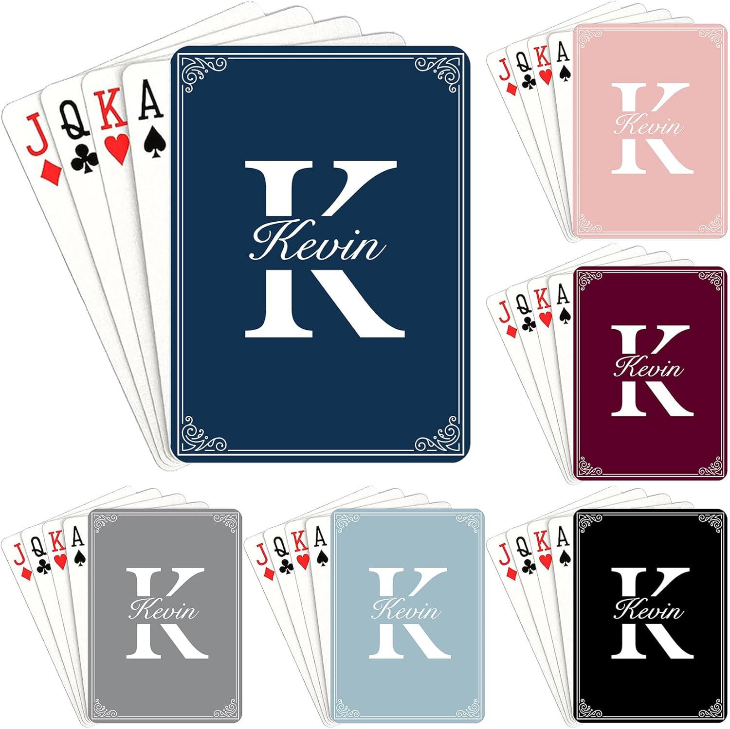 Custom Monogram Playing Cards with Name Personalized Initial Standard Playing Cards Decks Poker Custom Deck of Cards for Wedding Anniversary Family Holiday Party Favors