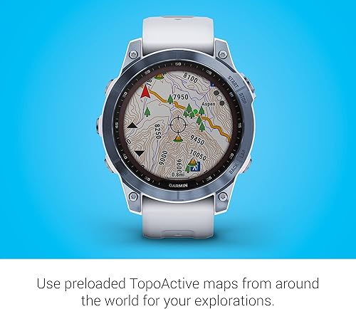 Miniatura 5 de Garmin Fenix 7 Sapphire Solar, reloj inteligente, con capacidad de carga solar, titanio azul mineral con banda de piedra blanca (renovado)