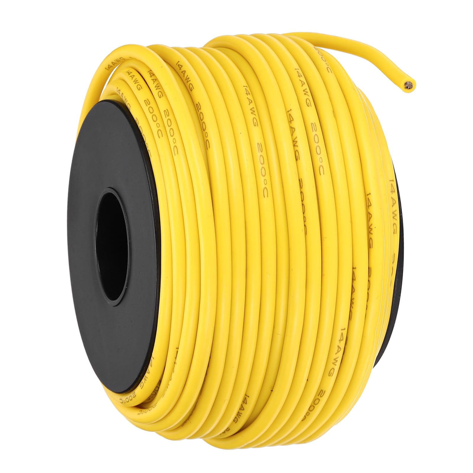 sourcing map 14AWG Flexible Silicone Wire 30.5m/100ft, 14 Gauge Tinned Copper Electrical Stranded Wire 200 Celsius/392 Fahrenheit High Temperature Hookup Spool for DIY Model Wiring, Yellow