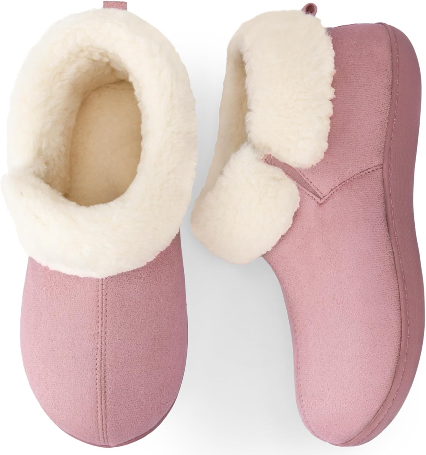 RockDove Women's Closed Back Bootie Slippers with Memory Foam Sherpa Lining Faux Suede Upper Non-Slip Sole Indoor Outdoor