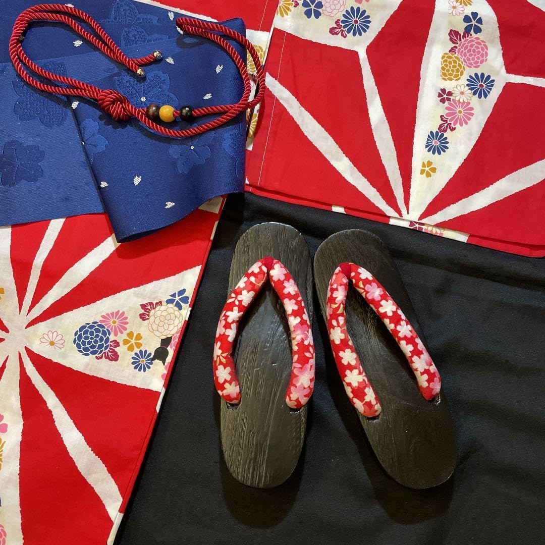 限定1☆浴衣 大正ロマン アンティーク 浴衣 麻の葉　猫 赤 白 黒猫 浴衣 大正ロマン アンティーク 浴衣 麻の葉 猫 赤 白 黒猫 限定1