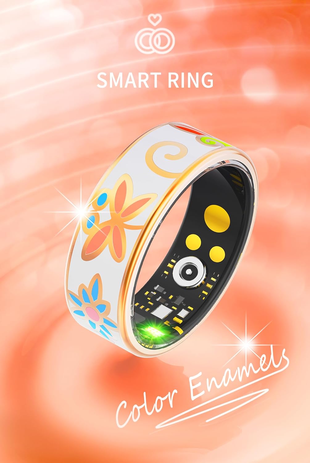 [ZenTech Lab] R18 Smart Ring - Rose Gold - Size 12 - Ring Only - Heart Rate Sleep Tracking, Activity Tracking, Step Counter, IP68 Waterproof, 3-5 Day Battery