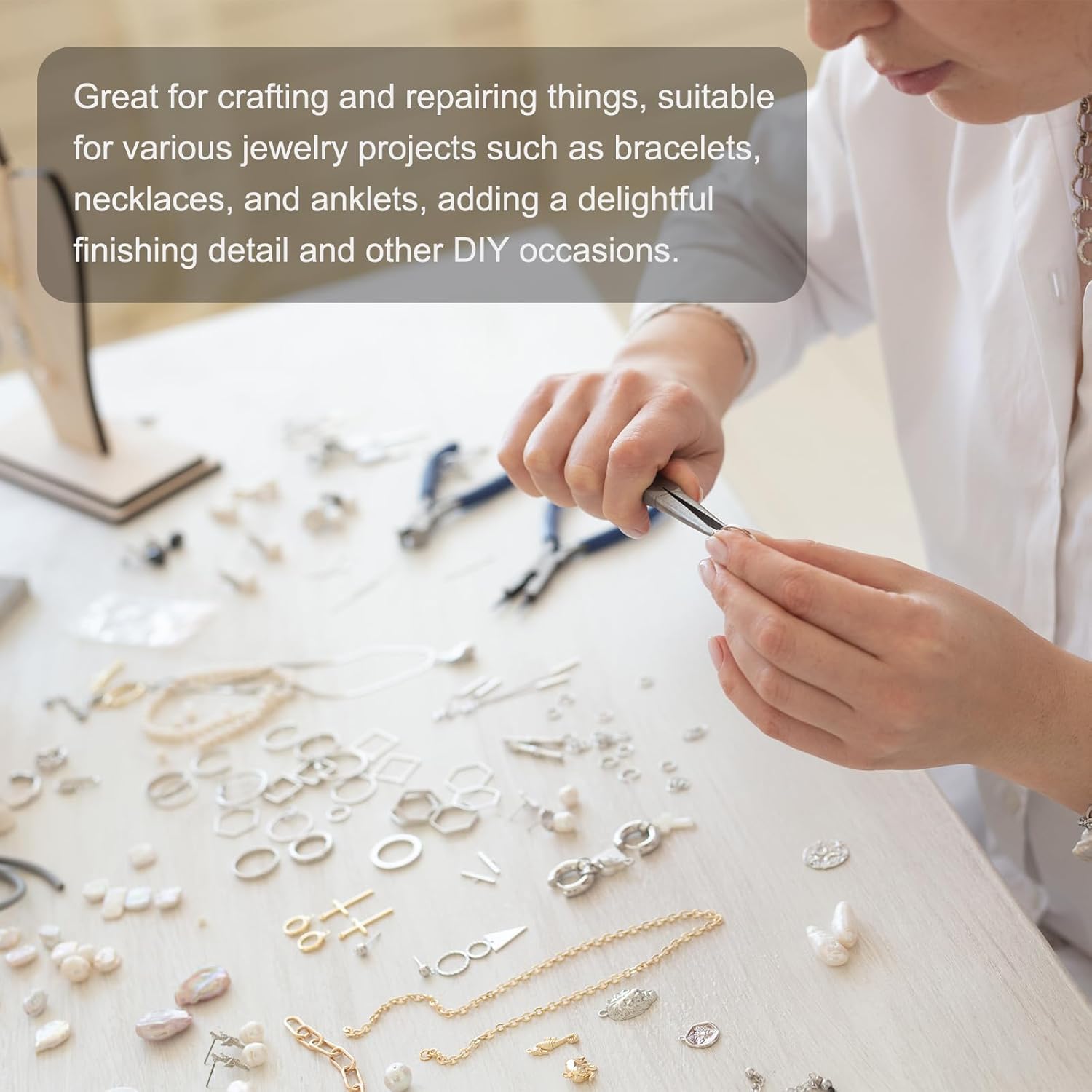 PATIKIL 8/11.6/14.5mm 925 Sterling Silver Spring Gate Rings, 3Pcs Round Spring Clasps Necklace Enhancer Shortener Closures Connector for Jewelry Making Necklaces DIY, Silver Tone - Image 7