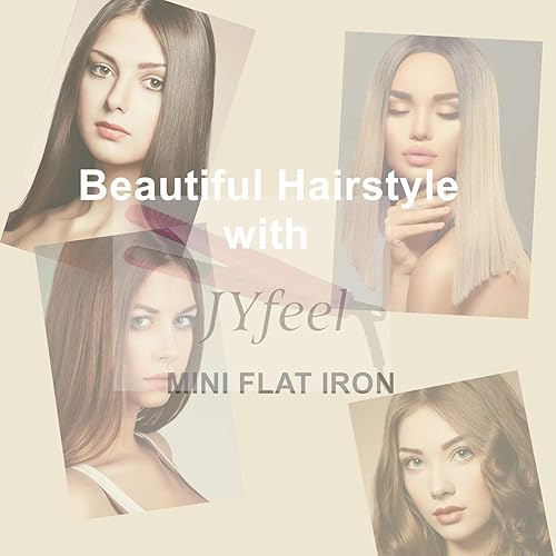 Miniatura 8 de Mini plancha plana de viaje, 2/3 pulgadas, turmalina de cerámica, alisador de pelo de doble voltaje, calor instantáneo hasta 430, con estuche de