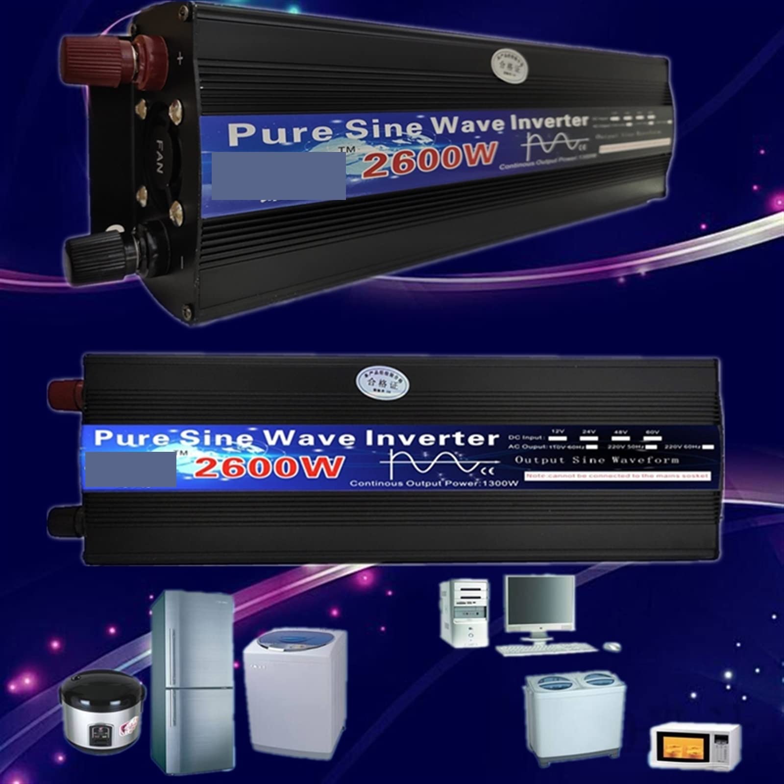 Przetwornica Napięcia, Czysta fala sinusoidalna przetwornica 12V/24V 220 1000w 2000w 2600W transformator napięcia DC12V do AC konwerter wyświetlacz LED(2000W,12V)