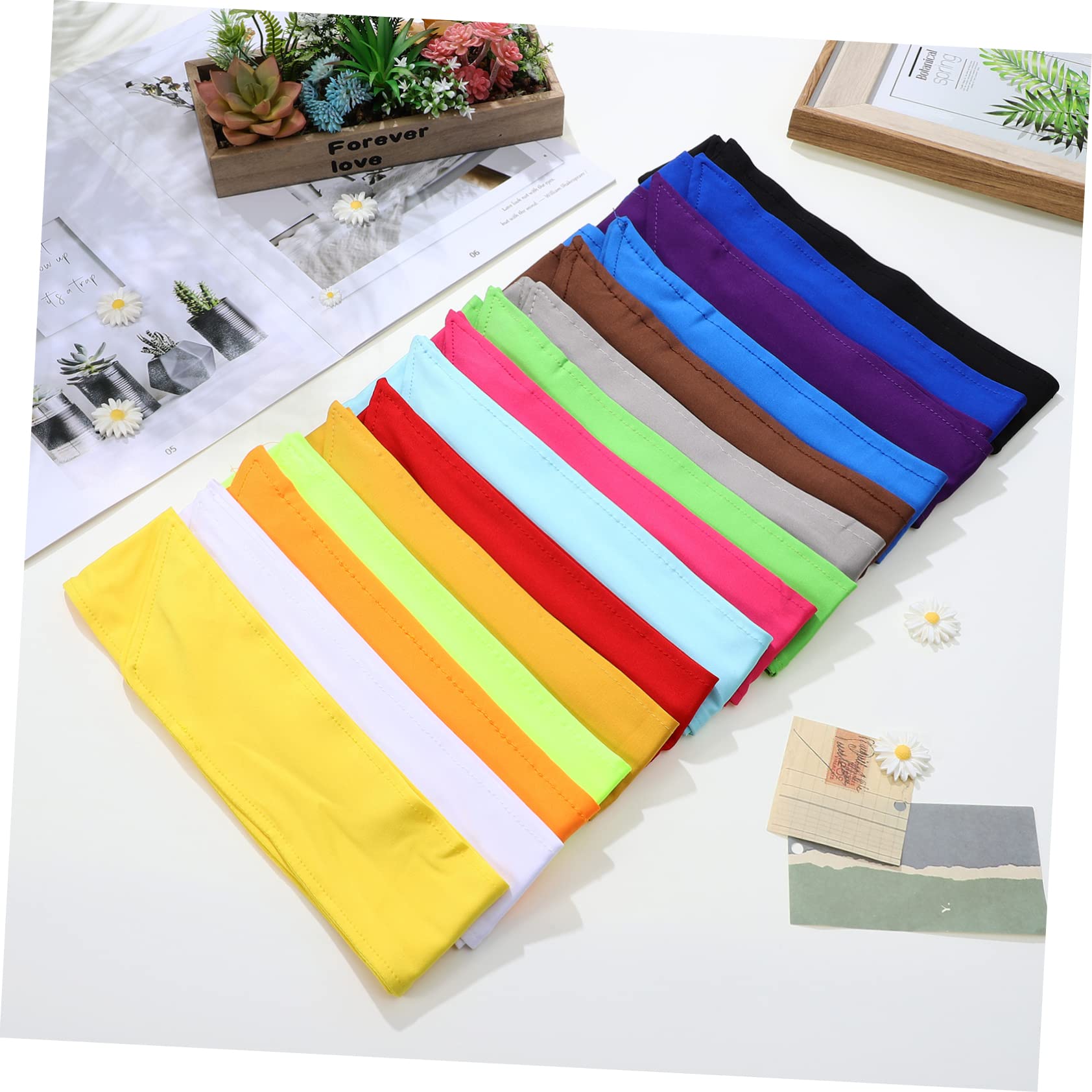 Bandeaux de Sport Anti-Transpiration, Lot de 15, Polyester | Tissu Extensible 95 % Polyester 5 % Élasthanne, Léger et Confortable, pour Sport et Entraînement
