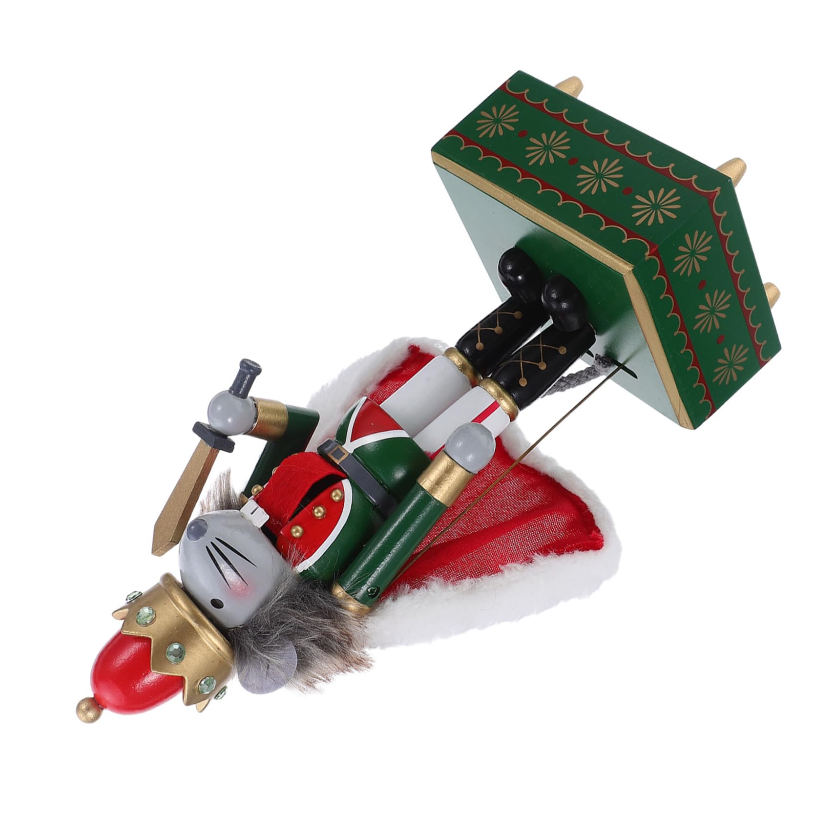 Caja de Música de Cascanueces de Madera con Figura de Ratón Rey Mecanismo de Cuerda sin Pilas Decoración Navideña para Estantes y Mesas Regalo para Ocasiones Especiales