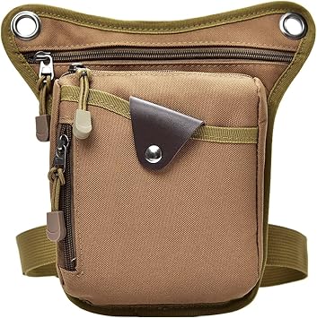 Genuine Leather Drop Leg Waist Bag for Men Women Motorcycle Bike Outdoor Hiking Tactical Riding Camping Brown,Medium