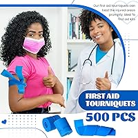 Vista 5 de Timgle Paquete de 500 torniquetes elásticos desechables de primeros auxilios, sin látex, vendajes hemostáticos médicos, suministros de enfermería