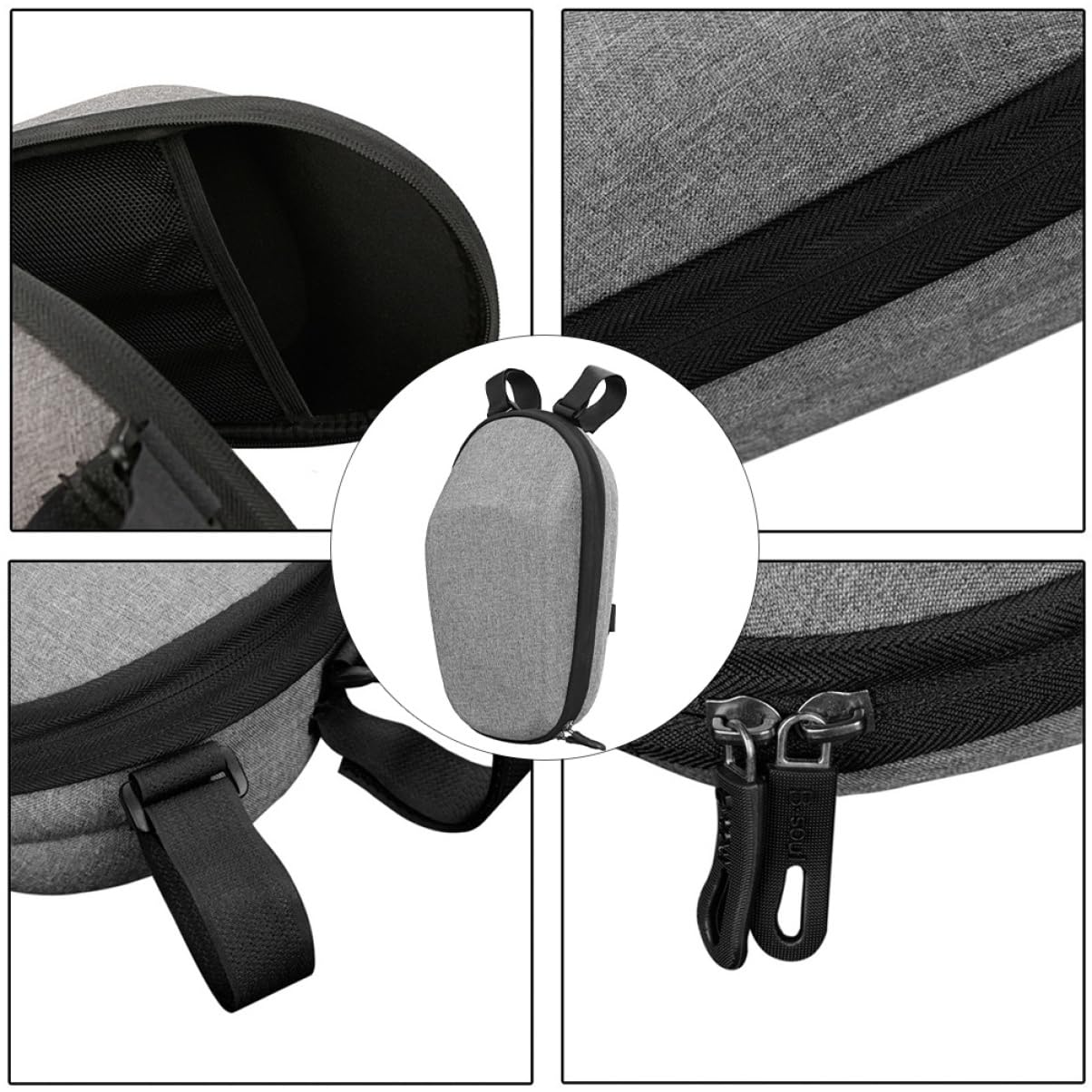 Yardwe Eva Lenkertasche für E-scooter, 1 Stück, Große Kapazität | Klappfahrräder, Graue Hartschale mit Mehrschichtigem Aufbau, Fach für Flasche und Handschuhe