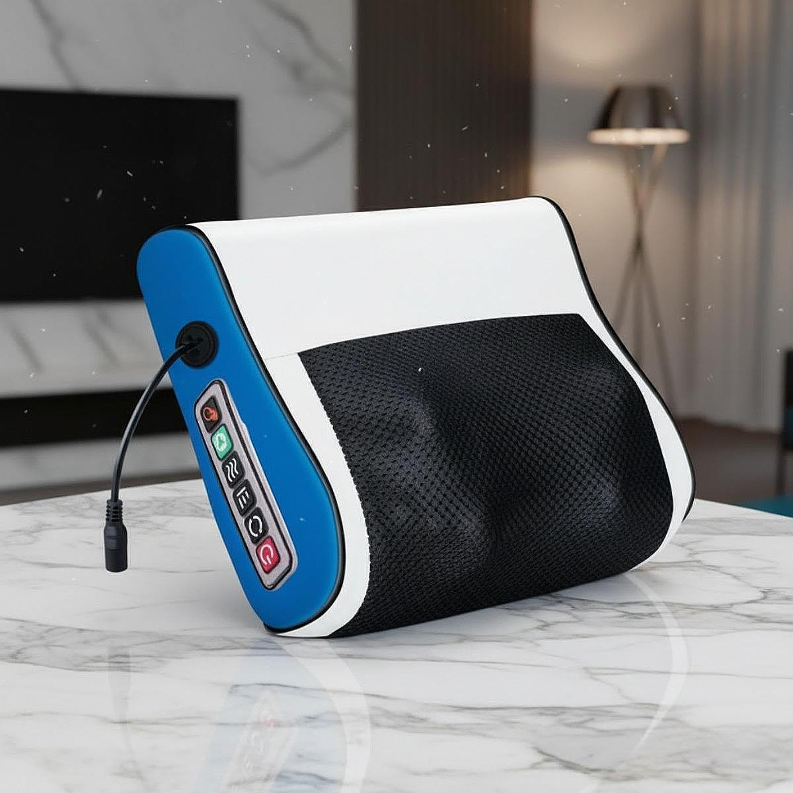 Almohada de Masaje Cervical para Apoyo del Cuello con Función de Amasado Eléctrico y Panel Inteligente de Seis Botones Material Resistente Fácil de, Azul, tal como se describe