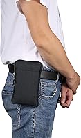 Vista 6 de Bolsa de clip para cinturón para teléfono celular, color negro, funda de hombro para teléfono celular, cremallera vertical de nailon, bolsa cruzada