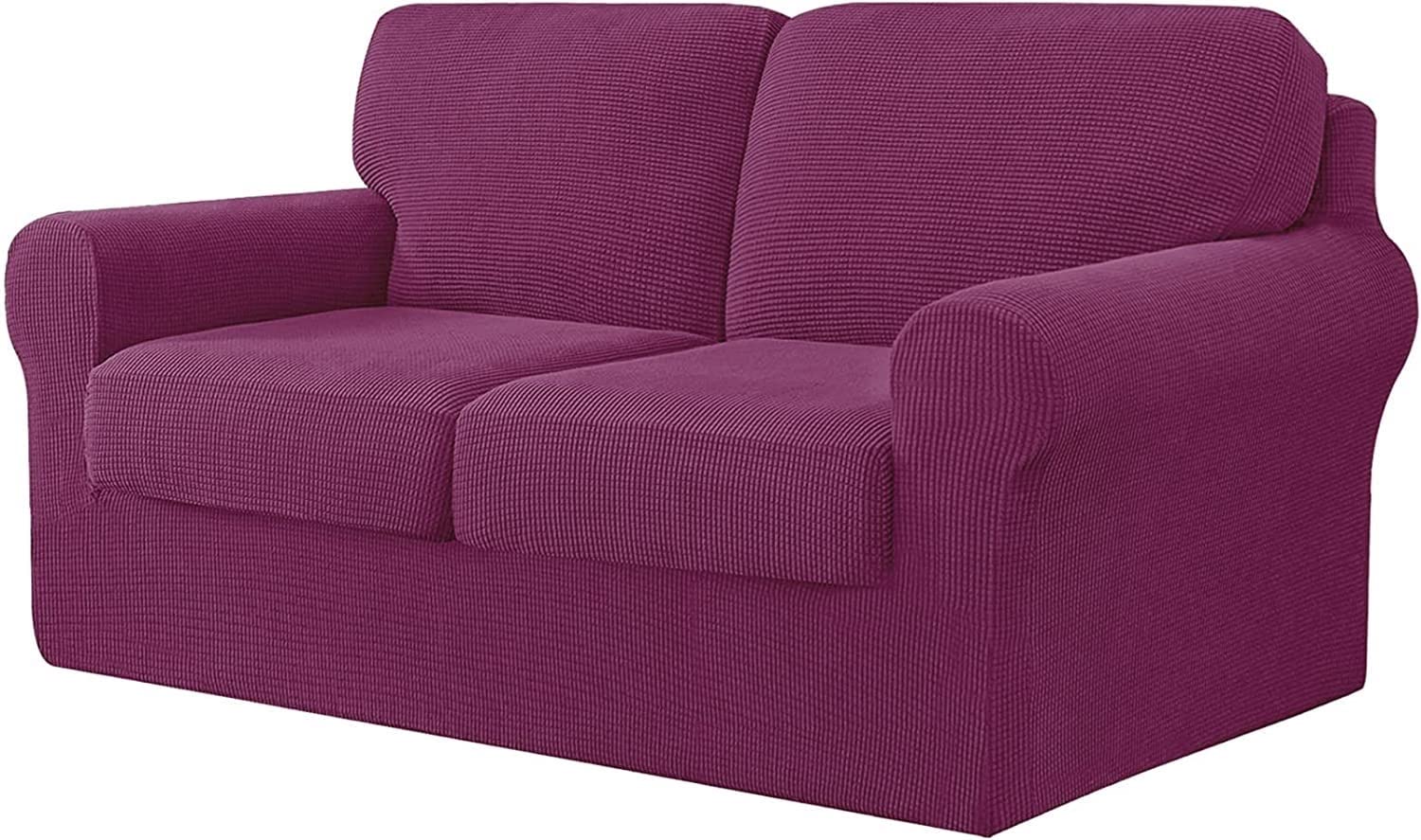 Housse de canapé extensible 2 places 145-178 cm en fourrure avec dossiers séparés