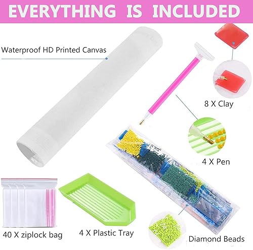 Miniatura 5 de Liccyy Paquete de 4 kits de pintura de diamantes 5D para principiantes de adultos con todas las herramientas, pinturas de arte de taladro de cristal