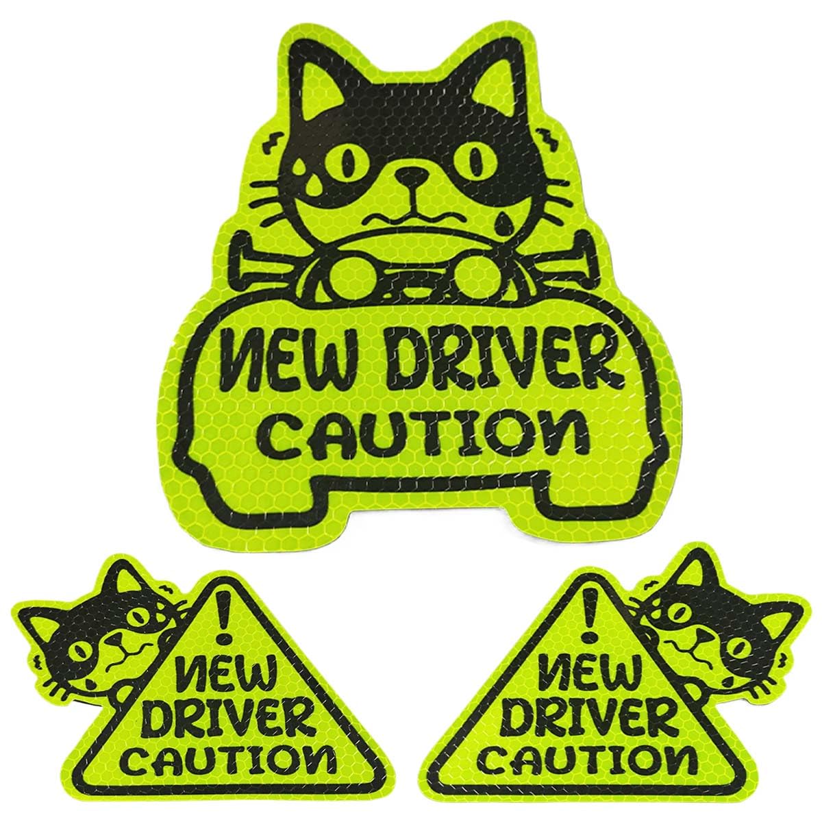 3PCS Reflective Student Driver Car Magnets Please Be Patient Keep Distance Warning Sign Cute Cartoon New Driver Decal