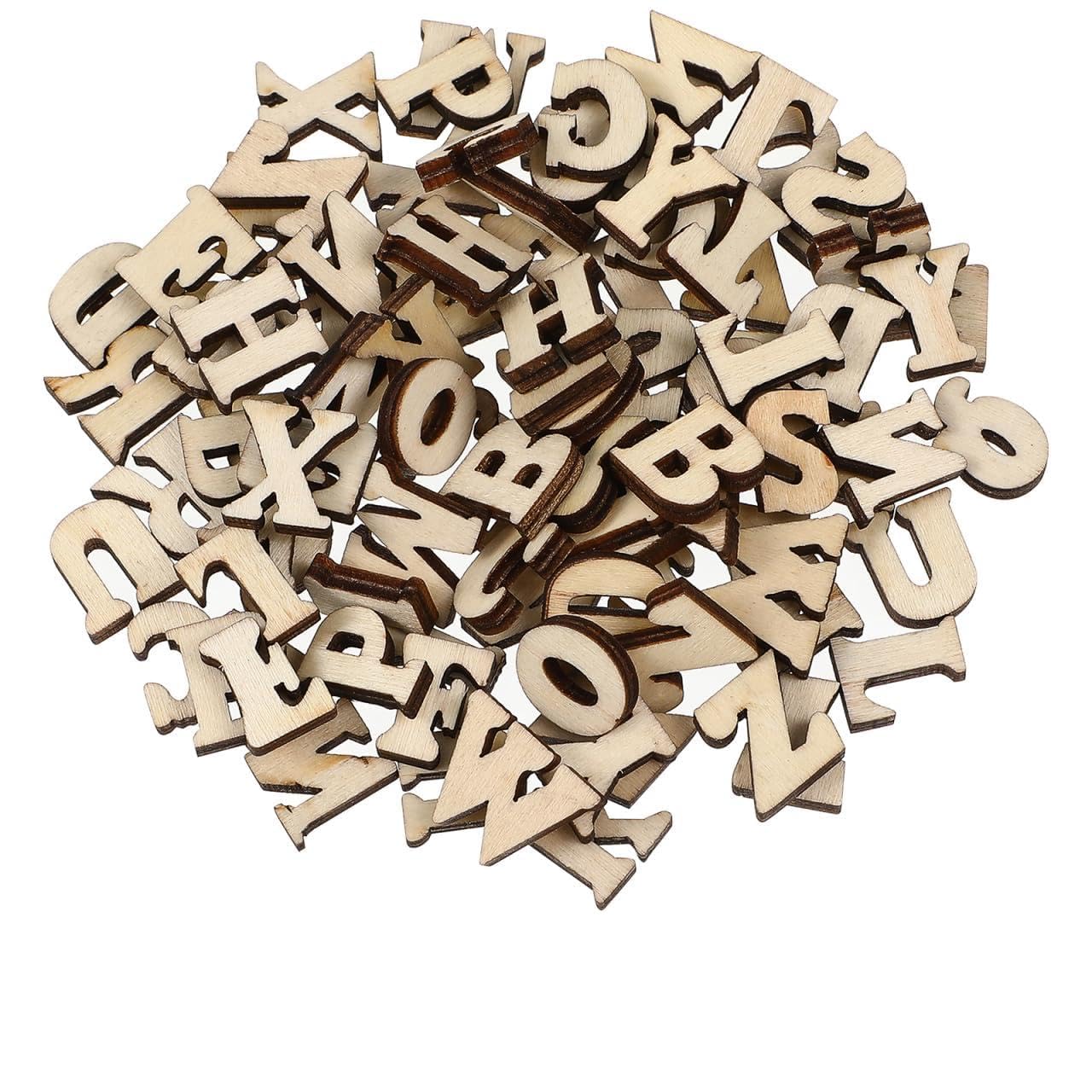 Gadpiparty 200 pcs Wooden Slices Blank Wood Cutouts for Crafts Unfinished Wood Shapes for DIY Painting Letters for Crafts Message Boards Wedding Decorations Art Projects 0.59 X 0.39 X 0.20 in