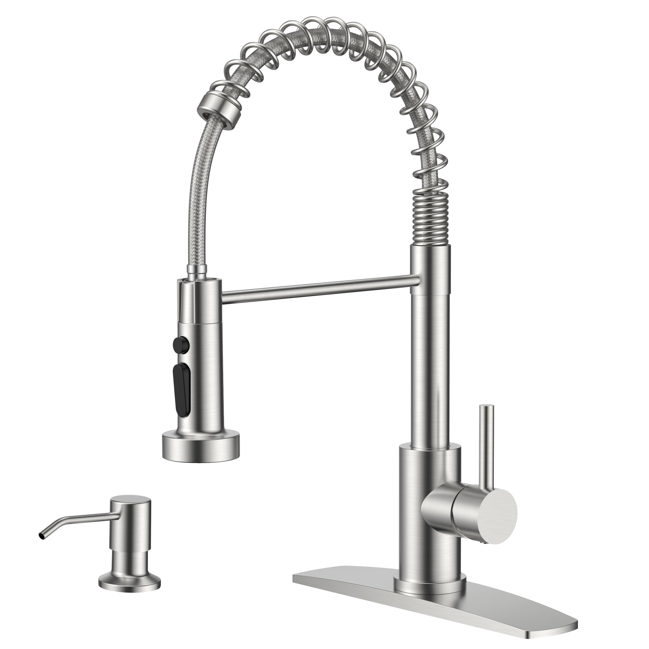 FORIOUS Kitchen Faucet with Soap Dispenser, Single Handle, Brushed Nickel